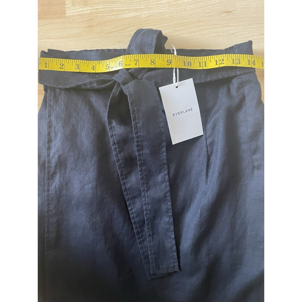 NWT Everlane The Linen Wrap Skirt 100% Linen Size 2 Black - Picture 9 of 12